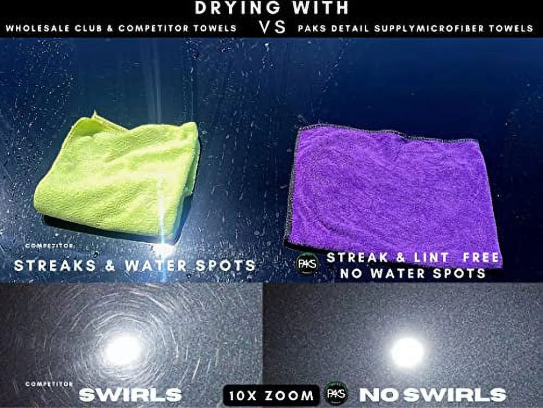 PAKS 16" X 24" Premium Microfiber Towels - XL Pack of 3 - Detailer Grade Express Drying Towels , Scratch-Free , Lint-Free, Drying Towels for Cars, Windows, Dishes
