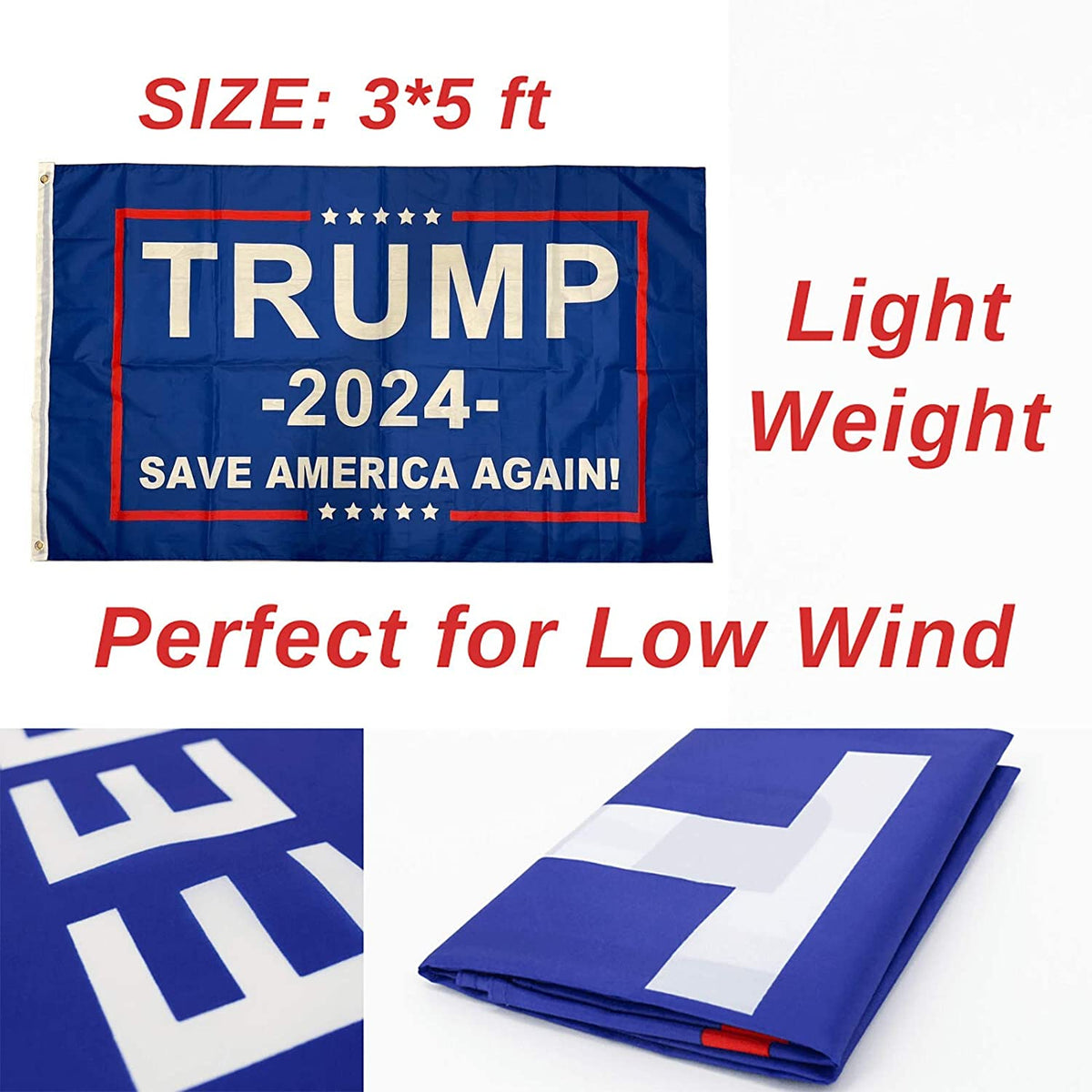 Donald Trump Flags 2024, Re-Elect Trump 2024 Flag, save America Again Flag with Brass Grommets Patriotic Outdoor Indoor Decoration Banner, 3X5 Ft