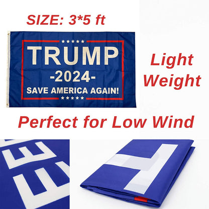 Donald Trump Flags 2024, Re-Elect Trump 2024 Flag, save America Again Flag with Brass Grommets Patriotic Outdoor Indoor Decoration Banner, 3X5 Ft