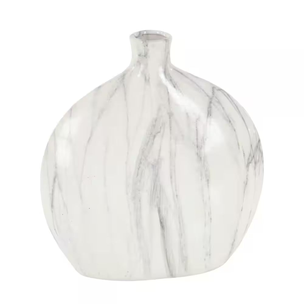 9 In., 10 In. Black Faux Marble Ceramic Decorative Vase (Set of 3)
