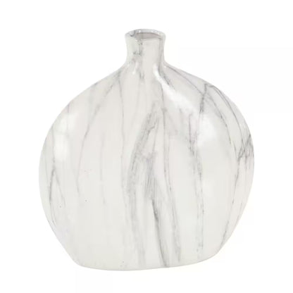 9 In., 10 In. Black Faux Marble Ceramic Decorative Vase (Set of 3)